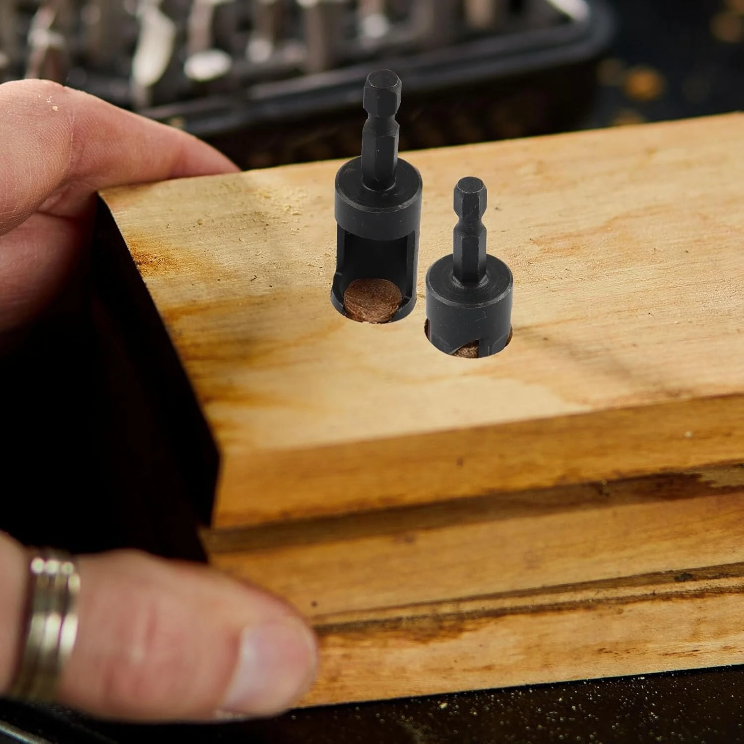 Cobalt Steel Wood Plug Cutter Drill Bit Set - 8pcs 1/4 to 5/8 Inch | Hex Shank - Image 5