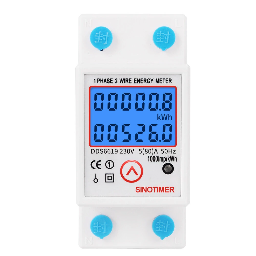 SINOTIMER DDS6619-526L-2 Single-Phase Energy Meter | 230V Rail Mount | Reset & Backlight - Image 3