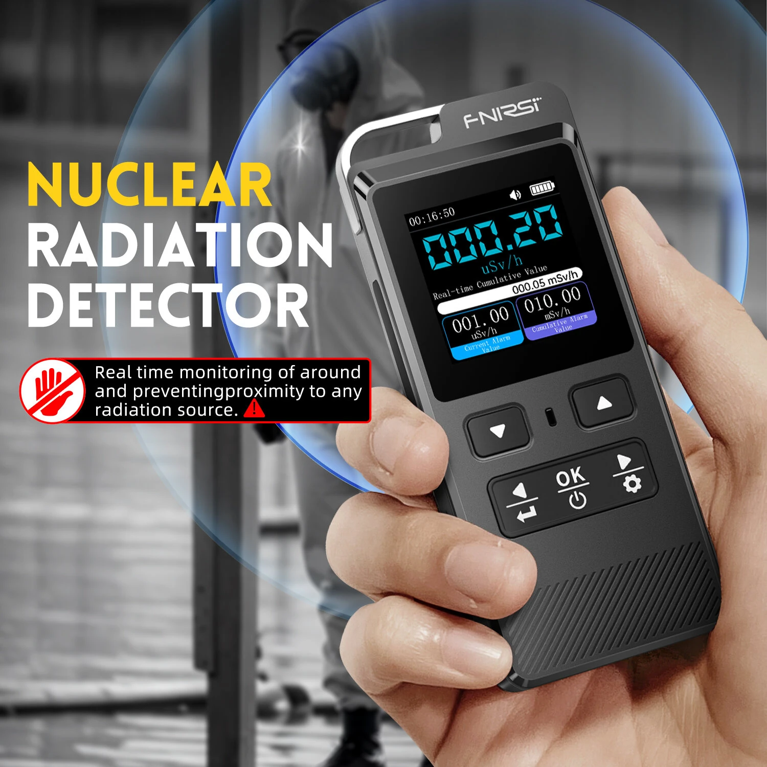 FNIRSI GC-02 Geiger Counter - Personal Dosimeter for X-ray & Gamma Radiation - Image 2