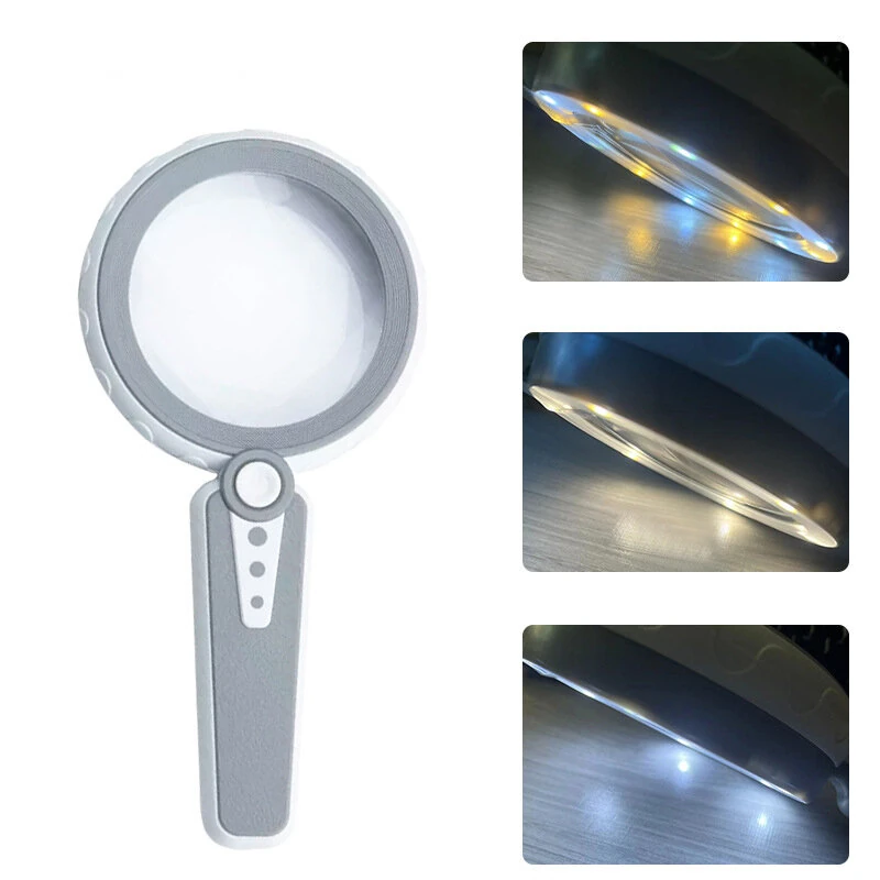 30X LED Rechargeable Handheld Magnifier - 2-in-1 Double Lens for Reading & Craft Inspection - Image 3