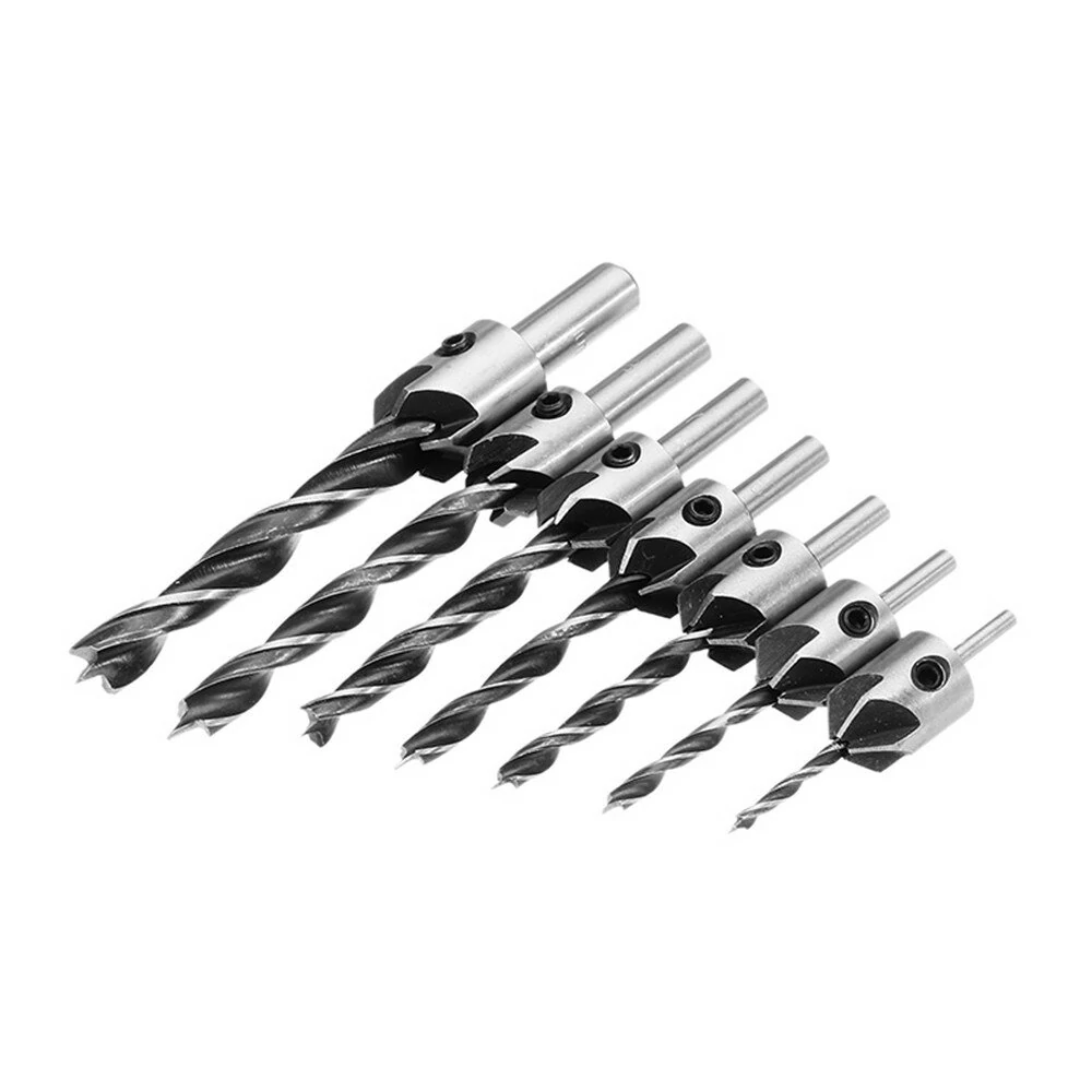Drillpro 7pcs HSS 5-Flute Countersink Drill Bit Set | 3-10mm for Woodworking - Image 3