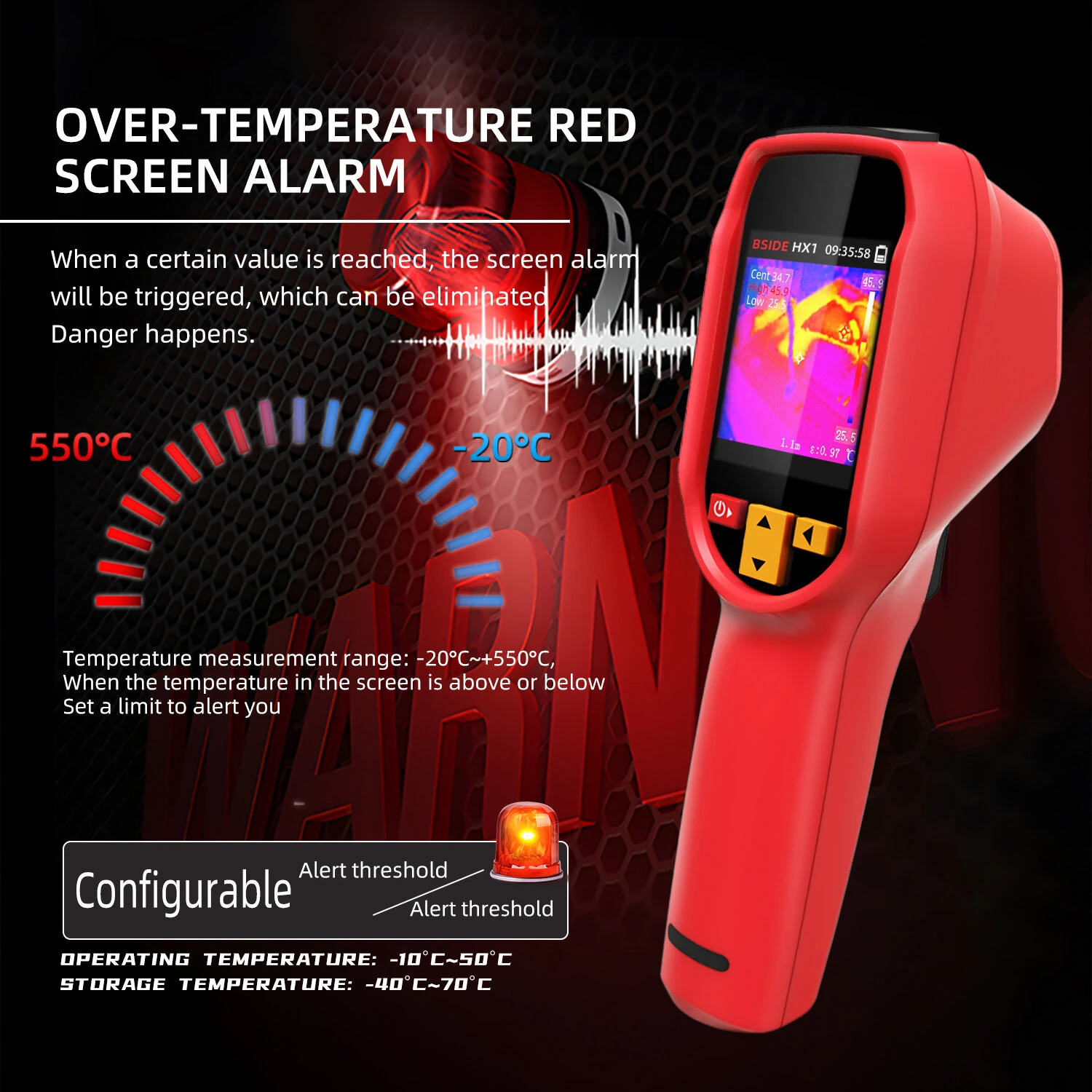 BSIDE HX1 Thermal Imager | 240x240 IR Camera, 2.4 LCD, -20°C to 550°C, USB-C - Image 5