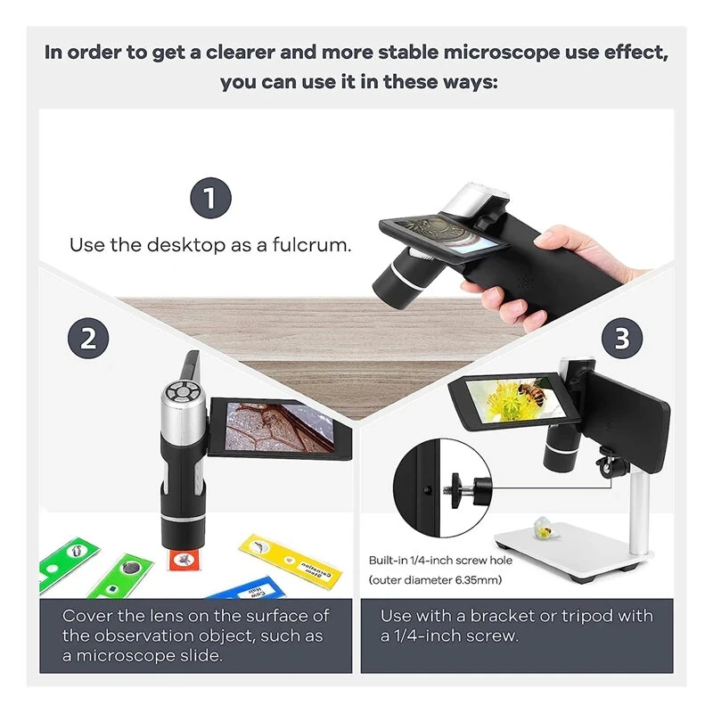 ANDONSTAR AD203 Handheld Digital Microscope - 4 Inch LCD Screen, 1080P FHD, 80x Magnification - Image 4