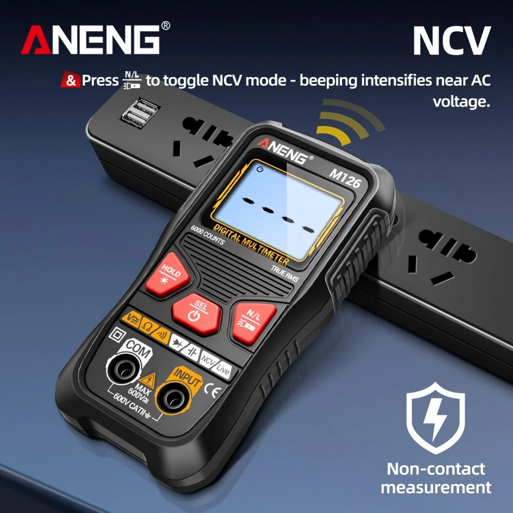 ANENG M126 Digital Multimeter - 6000 Count True RMS, NCV, Backlight | Voltage Tester - Image 5