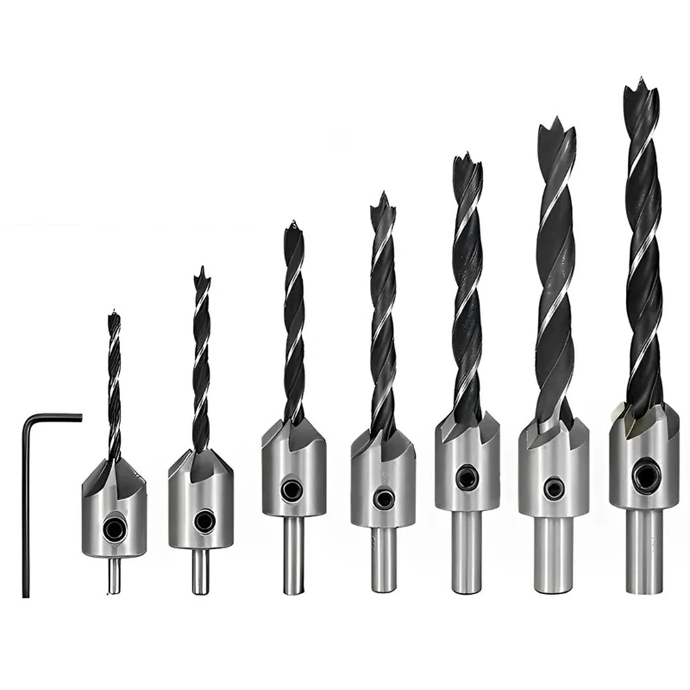 5/8PCS HSS4241 Titanium Countersink Drill Bit Set | 90° Chamfer 3-10mm | for Wood Metal Plastic - Image 2