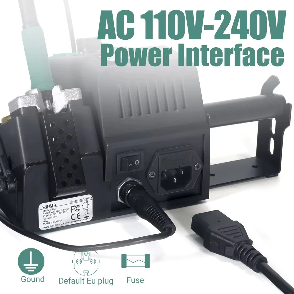 YIHUA 982 Soldering Station - LCD Display | 90°C-450°C Adjustable | C210/C245 Handles - Image 5