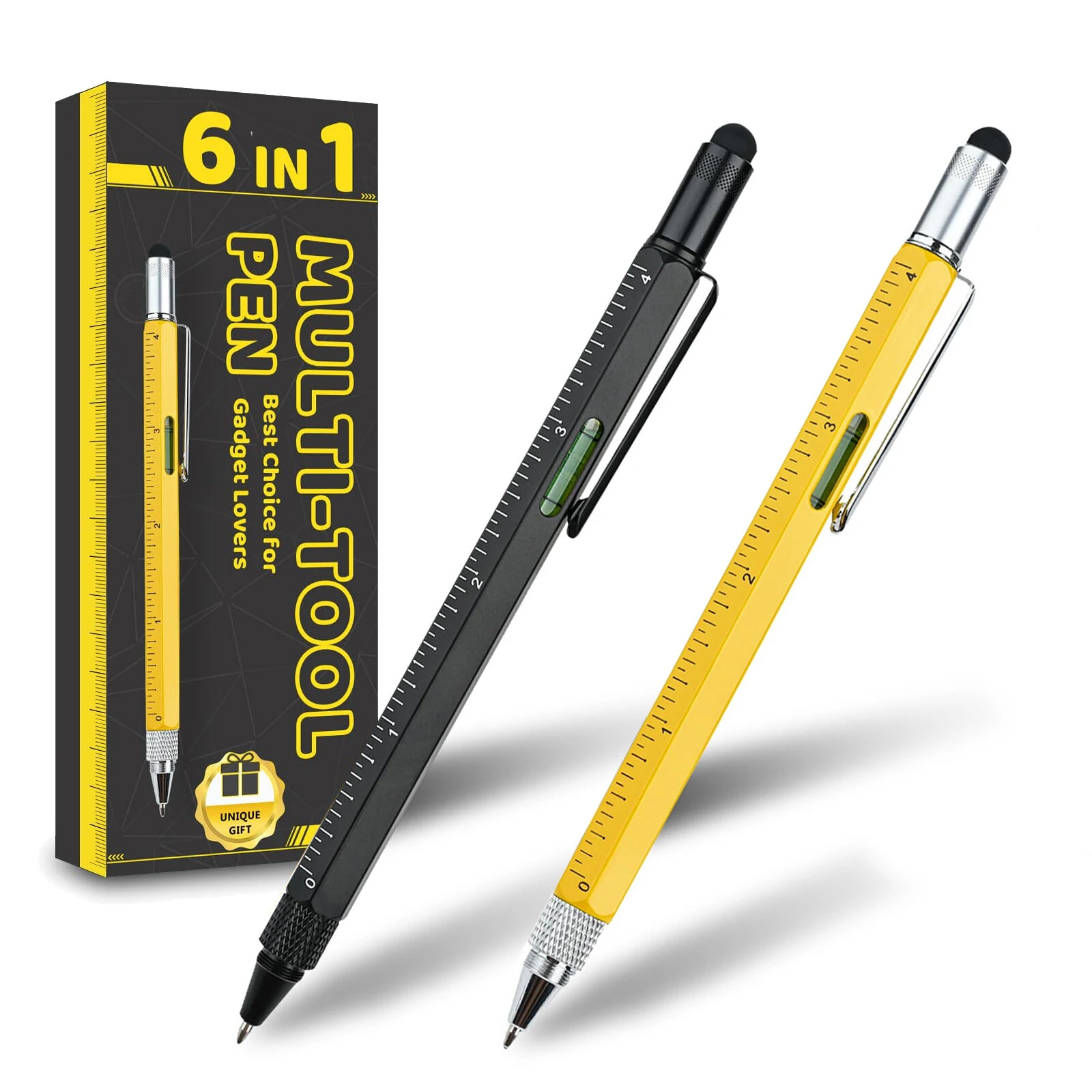 6-in-1 Multitool Pen with Stylus - Aluminum Alloy Body - Ruler & Screwdrivers | Ideal Gift - Image 3