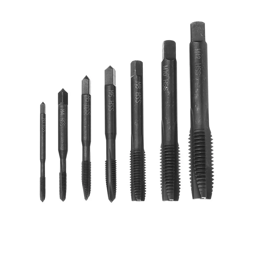 Drillpro 7pcs HSS Nitriding Coated Thread Tap Set | M3-M12 Machine Taps - Image 3
