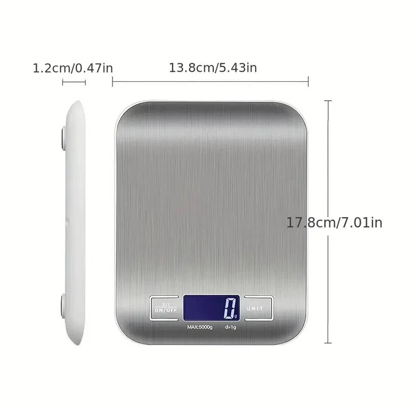 5kg Portable Kitchen Scale - Stainless Steel LCD Backlit - Precise 1g Food & Coffee Scale - Image 4