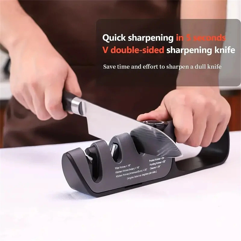 DMD Professional 3-Stage Knife Sharpener | Manual Tool with Grip & 6 Angles for Kitchen Knives & Scissors - Image 5