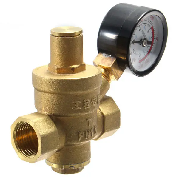 Brass Water Pressure Reducing Regulator with Gauge - DN15 1/2 Inch Adjustable - Image 2