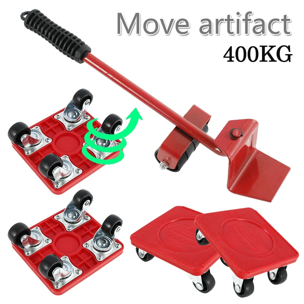 Furniture Lifter Mover Set - Heavy Duty 400kg Capacity with Universal Wheels | Red - Image 4