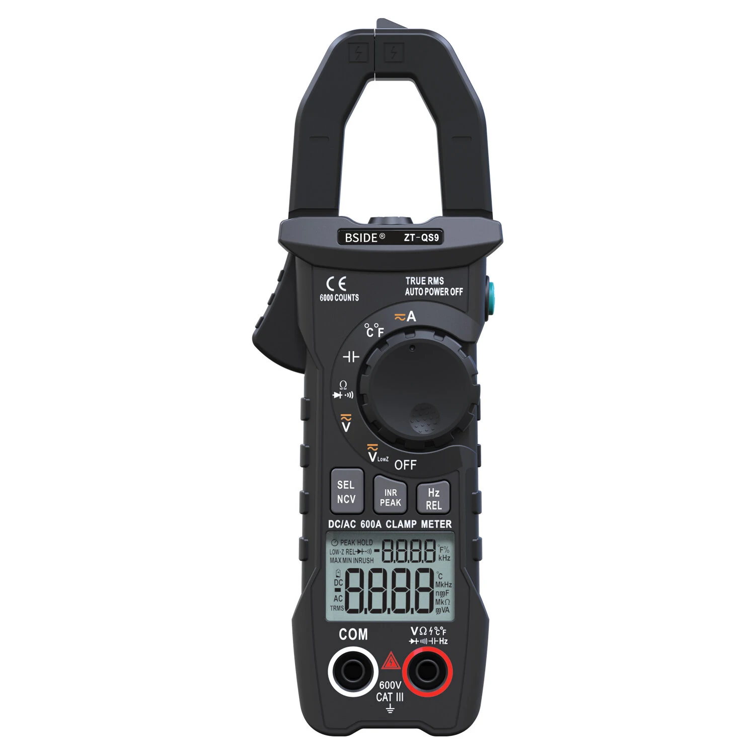 BSIDE ZT-QS9 Digital Clamp Meter - 600A True RMS, NCV, Auto-Ranging Multimeter - Image 2