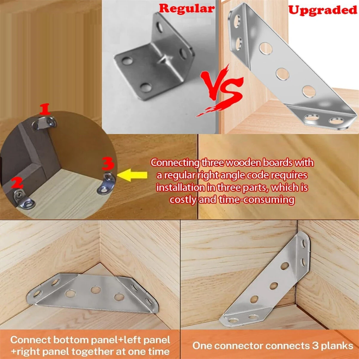 Furniture Corner Connector 20PCS - Universal Stainless Steel L Brackets for Shelves Tables - Image 4