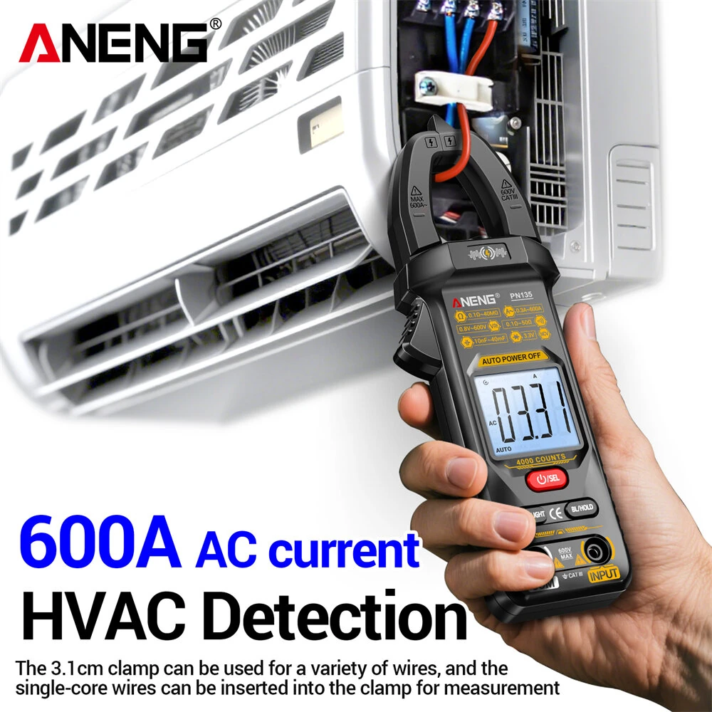 ANENG PN135 Digital Clamp Meter - 600A AC/DC 4000 Counts | NCV Flashlight & Data Hold - Image 4