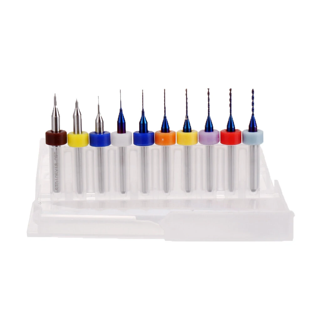 Drillpro 10pcs 0.1-2mm Blue NACO Coating PCB Drill Bit Set | CNC Circuit Board - Image 4