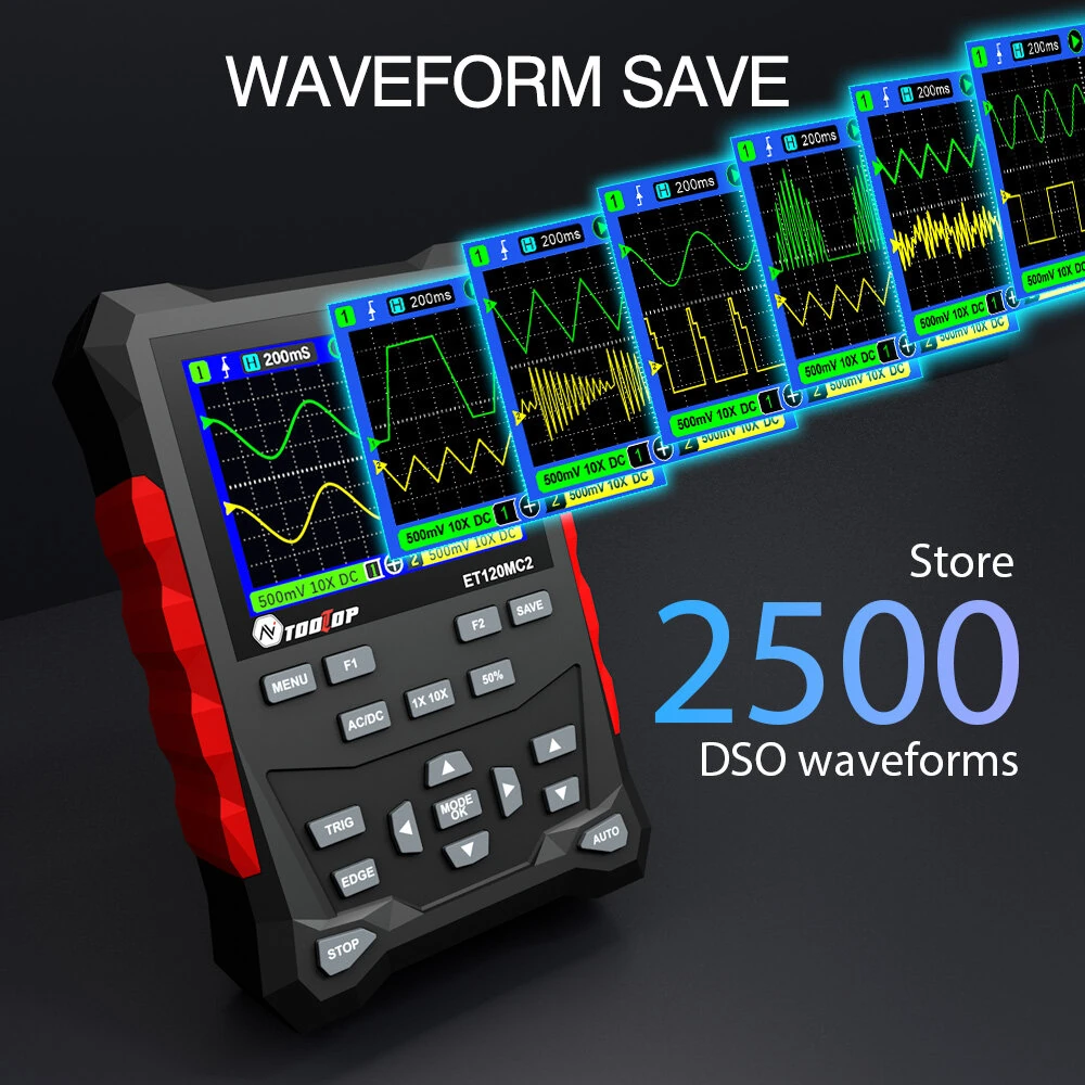 AV Tooltop ET120M Digital Oscilloscope - 120MHz 500MSa/s Dual Channel | Portable TFT LCD Display - Image 4