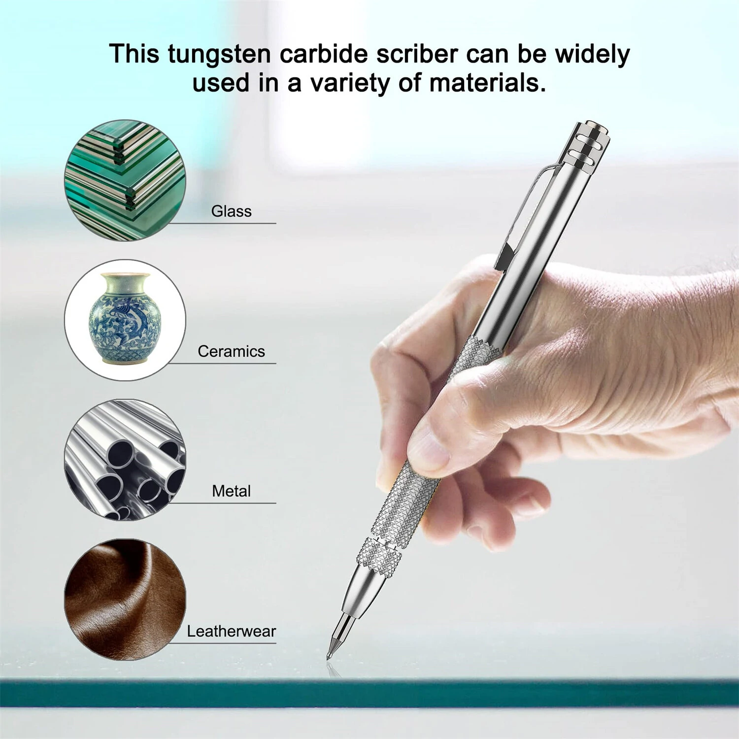 Tungsten Carbide Scriber - 2 Pack with Magnet & 10 Tips for Glass Metal Ceramics - Image 2
