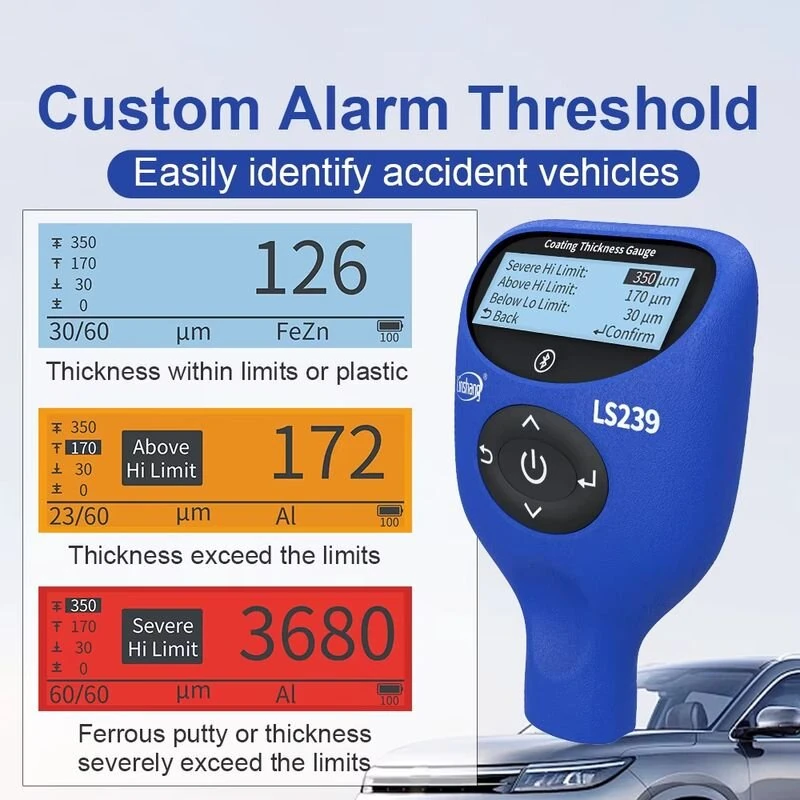 Professional LS239 Coating Thickness Gauge | 5000µm Range | Bluetooth Data Transfer | High Precision Paint Tester - Image 5