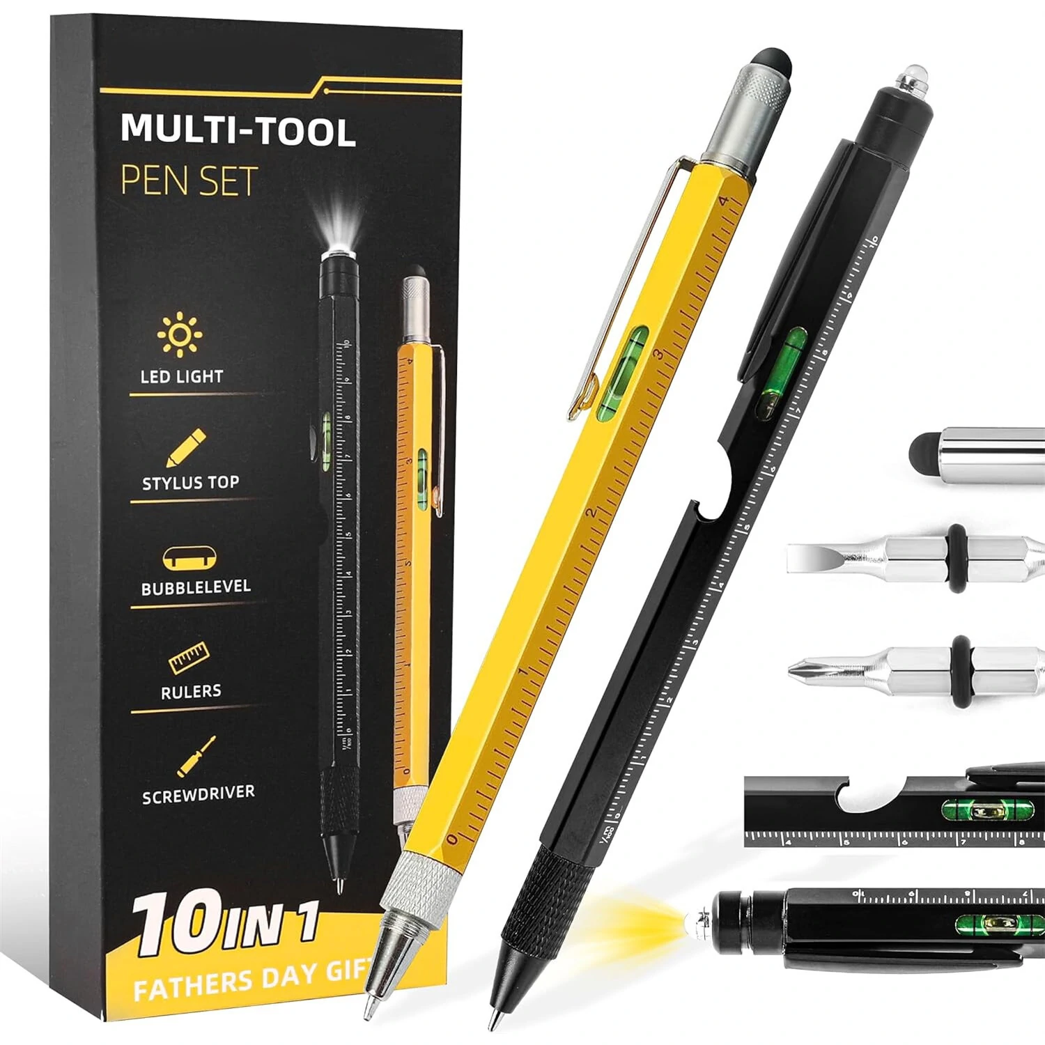 9-in-1 Multi-Tool Stylus Pen | LED Light, Screwdriver & Bottle Opener - Heavy Duty Aluminum - Perfect DIY Gift - Image 3