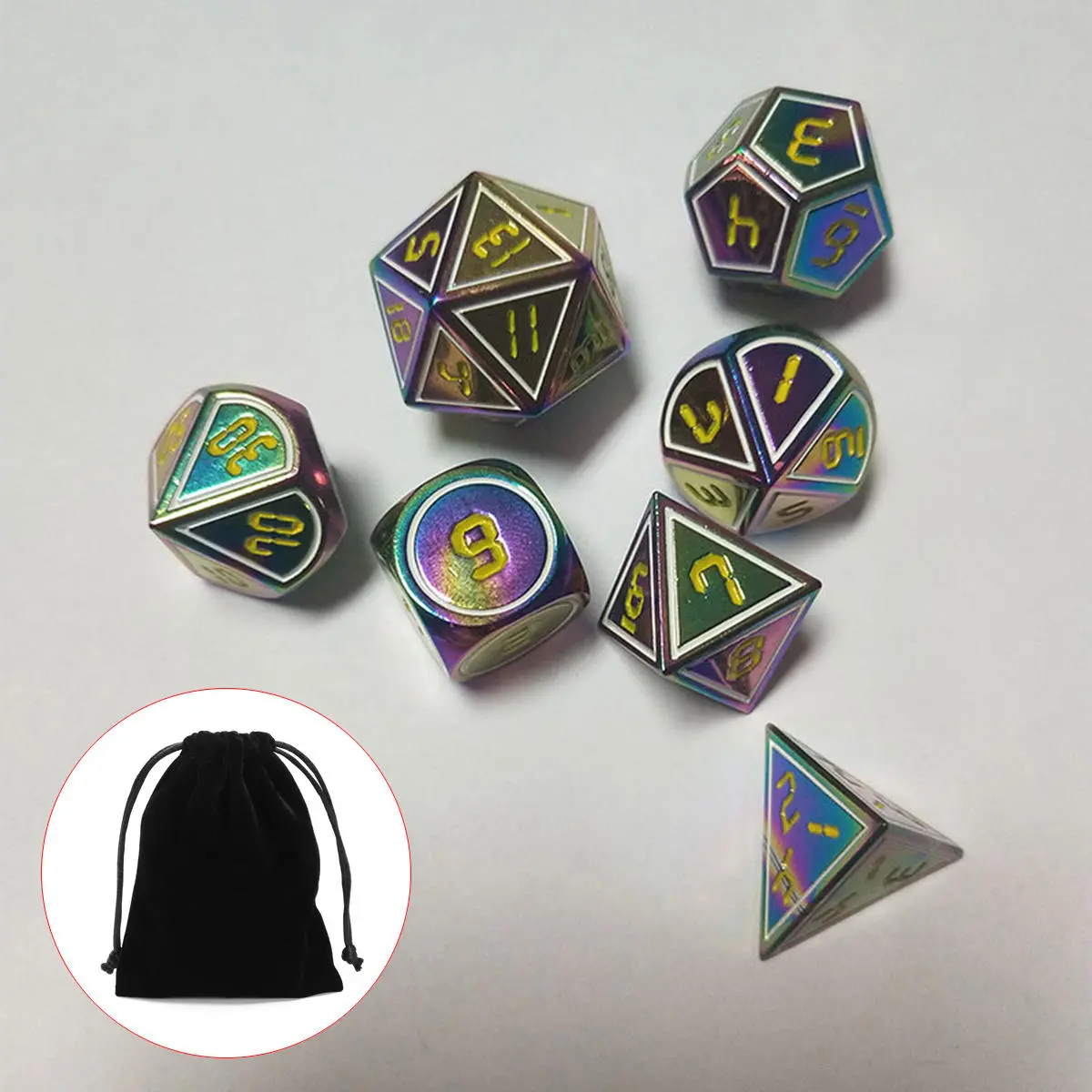 Antique Metal Polyhedral Dice Set - 7Pcs for DND RPG MTG Role Playing Game - Image 3
