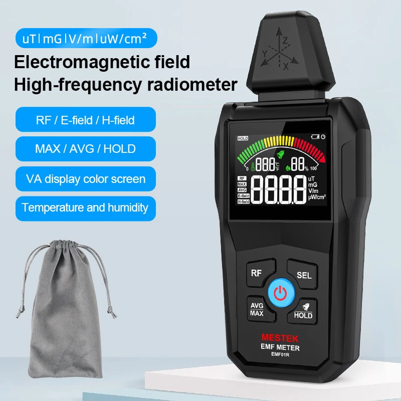 MESTEK EMF Detector - RF & E-Field Meter with Temperature Humidity Monitor - Image 2