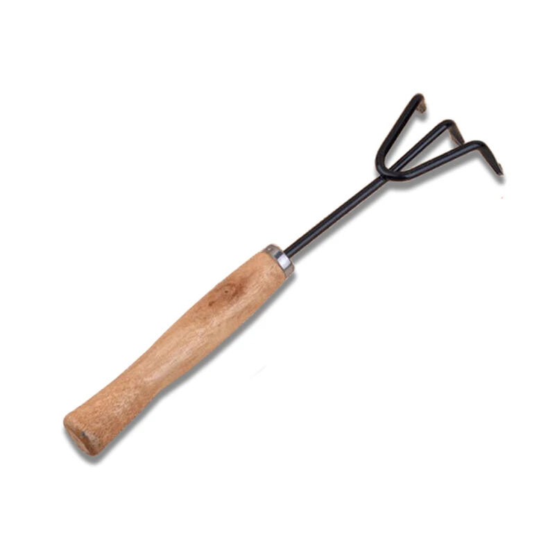 3Pcs Garden Hand Tools Set - Iron Shovel Spade Rake Trowel with Wood Handle - Image 4