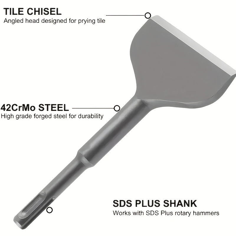 SDS Plus Flat Chisel - Round Shank Hammer Drill Bit for Light Concrete - Image 2
