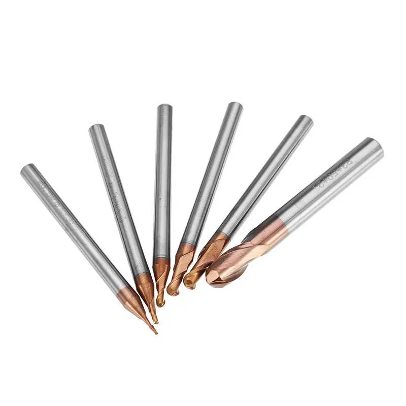 Drillpro 2 Flutes Ball Nose End Mill Cutter | R0.5-3mm HRC58 AlTiN Coating - Image 4