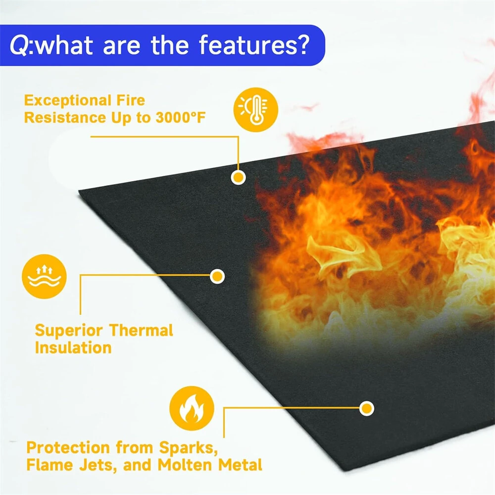 Fireproof Welding Blanket - 5mm Carbon Felt, Heat Resistant to 3000°F for Welding & Grill - Image 3