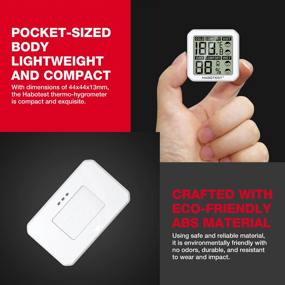 HABOTEST HT681 Digital Thermometer Hygrometer | LCD Weather Station for Home - Image 5