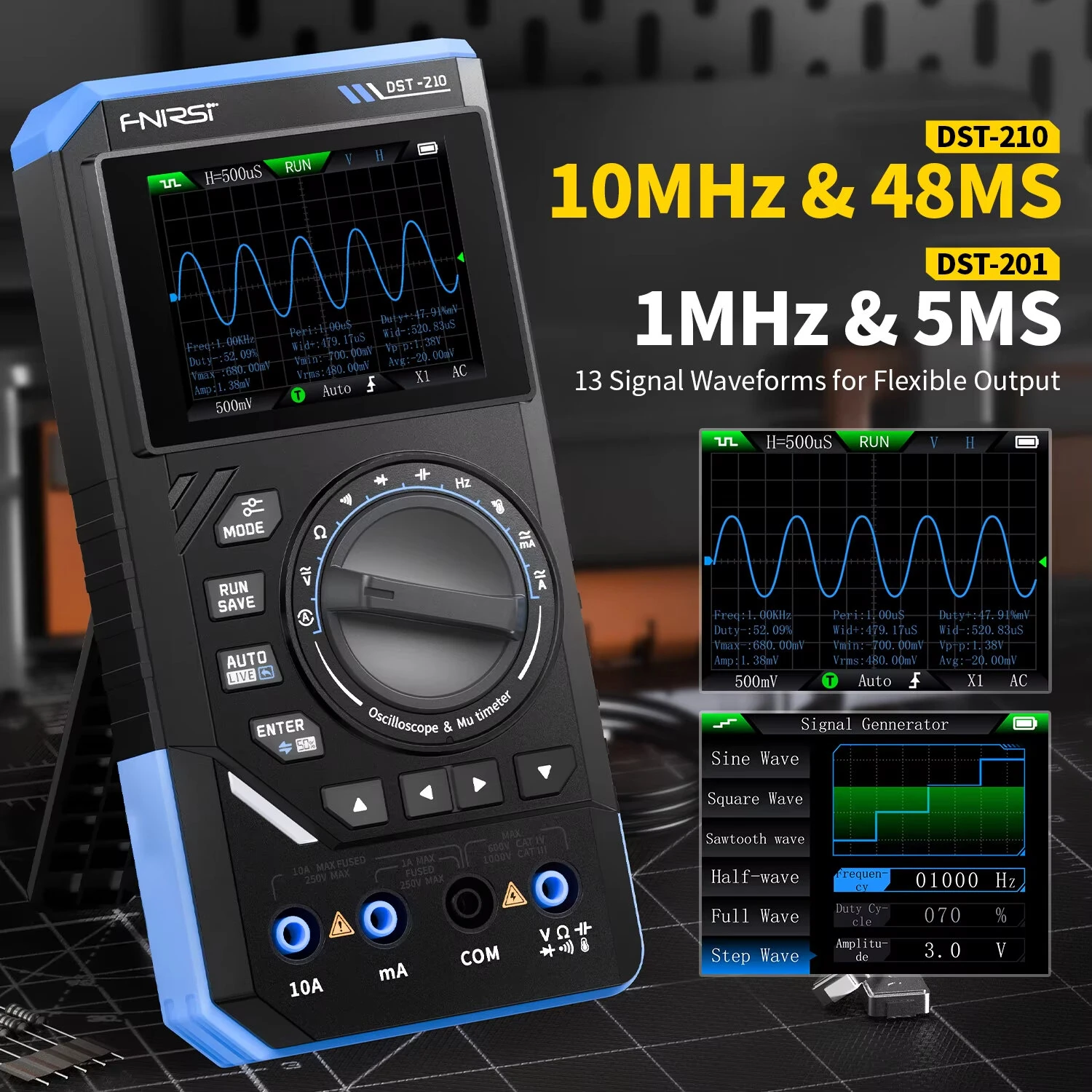 FNIRSI DST-210 True RMS Multimeter | 119999 Counts | 10MHz Bandwidth & 48MSa/s - Image 4