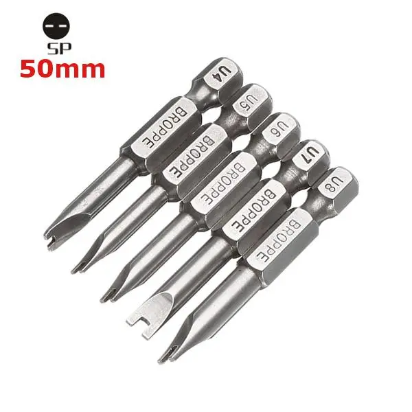 Broppe 5pcs 50mm 1/4 Inch Hex Shank U-Shape Screwdriver Bits - Magnetic - Image 2
