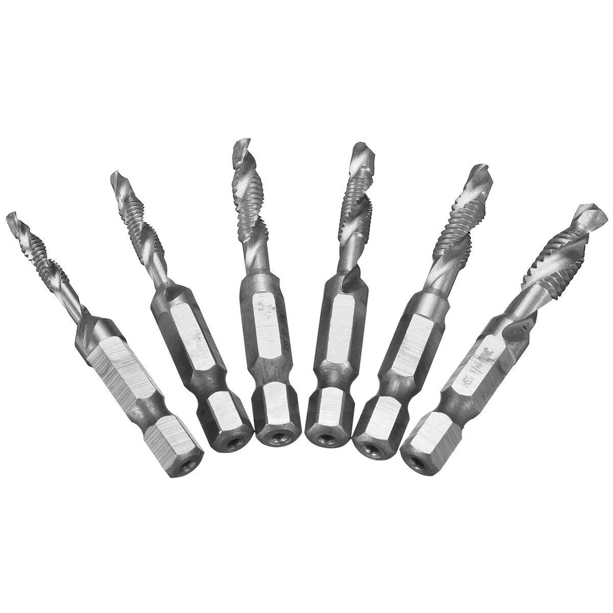 6pcs 1/4 Inch HSS Drill Tap Bit Set | M3-M10 Hex Shank | Deburr & Countersink - Image 2