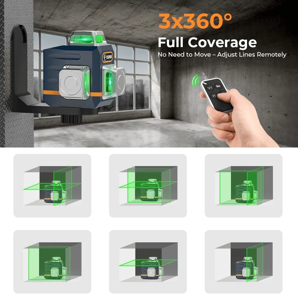 CIGMAN CM-701T Green Laser Level | 3x360° Self-Leveling 100ft Range - Image 2