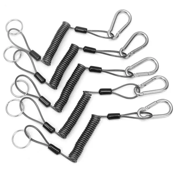 5Pcs 26cm Steel Plier Coil Lanyard | Retracting Tether for Secure Grip - Image 2