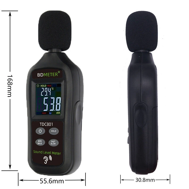 BDMETER TDC801 Digital Noise Meter - 35-135dB Handheld Sound Level Decibel Tester - Image 4