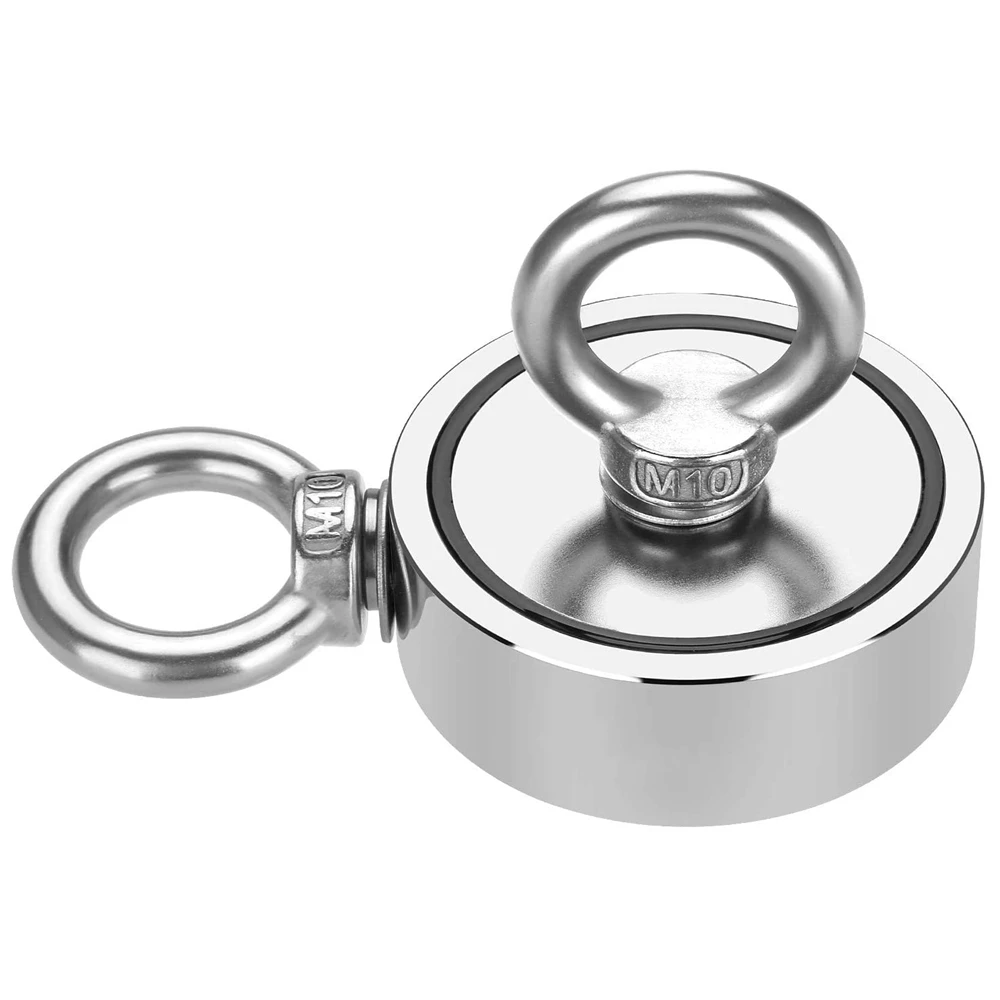Double Eye-bolt Recovery Magnet 160-1500KG | 48-136mm Diameter with 20m Ropes - Image 2