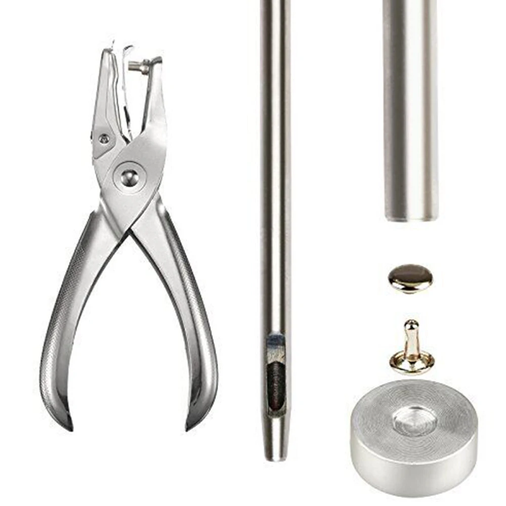 360Pcs Leather Rivets Kit with Punch Pliers & Setting Tools | Double Cap Metal Studs for Leather Craft & Repairs - Image 4