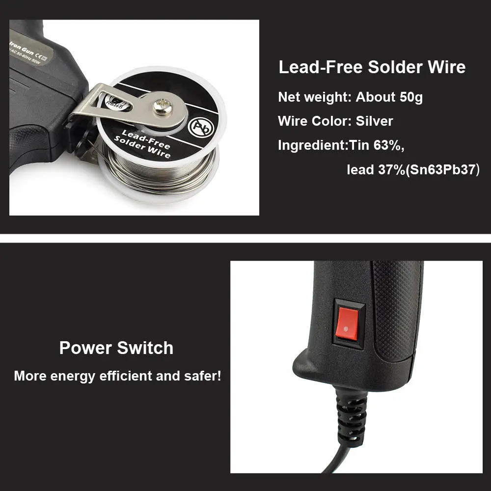 NEWACALOX 50W Electric Solder Iron Kit - Auto Feed & Internal Heating - EU/US Plug - Image 3