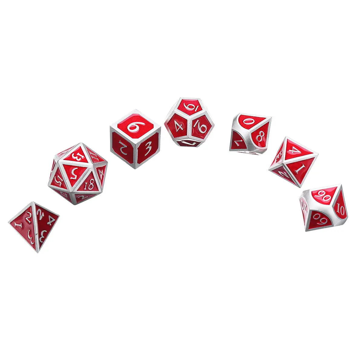 Red Antique Metal Polyhedral Dice Set - 7 RPG Dice with Bag | EDC Gadgets - Image 4