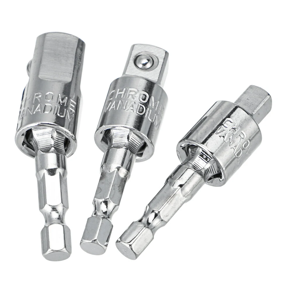 3Pcs Universal Square Head Adapter - 1/4 3/8 1/2 Inch 360 Rotating Sleeve Rod - Image 2