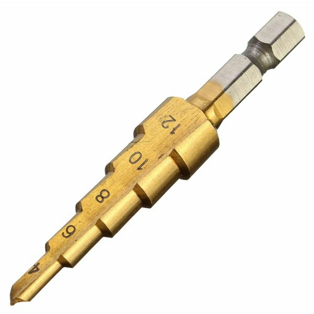 Drillpro 4Pcs HSS Titanium Step Drill Bit Set | 1/4 Inch Hex Shank | 3-32mm - Image 4