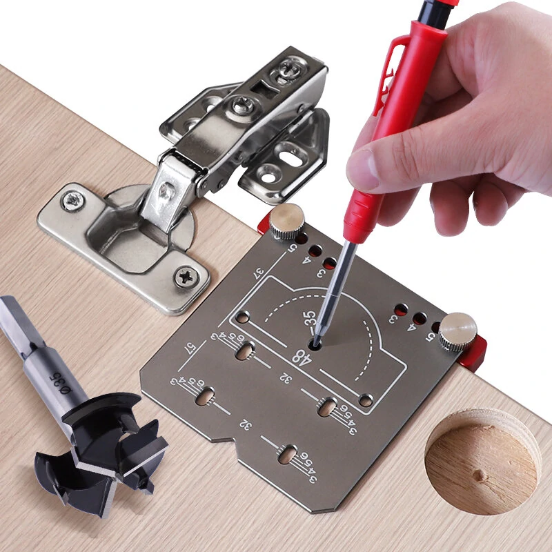 35mm Aluminum Alloy Hinge Jig | Drill Guide for Cabinet Door Installation - Image 2