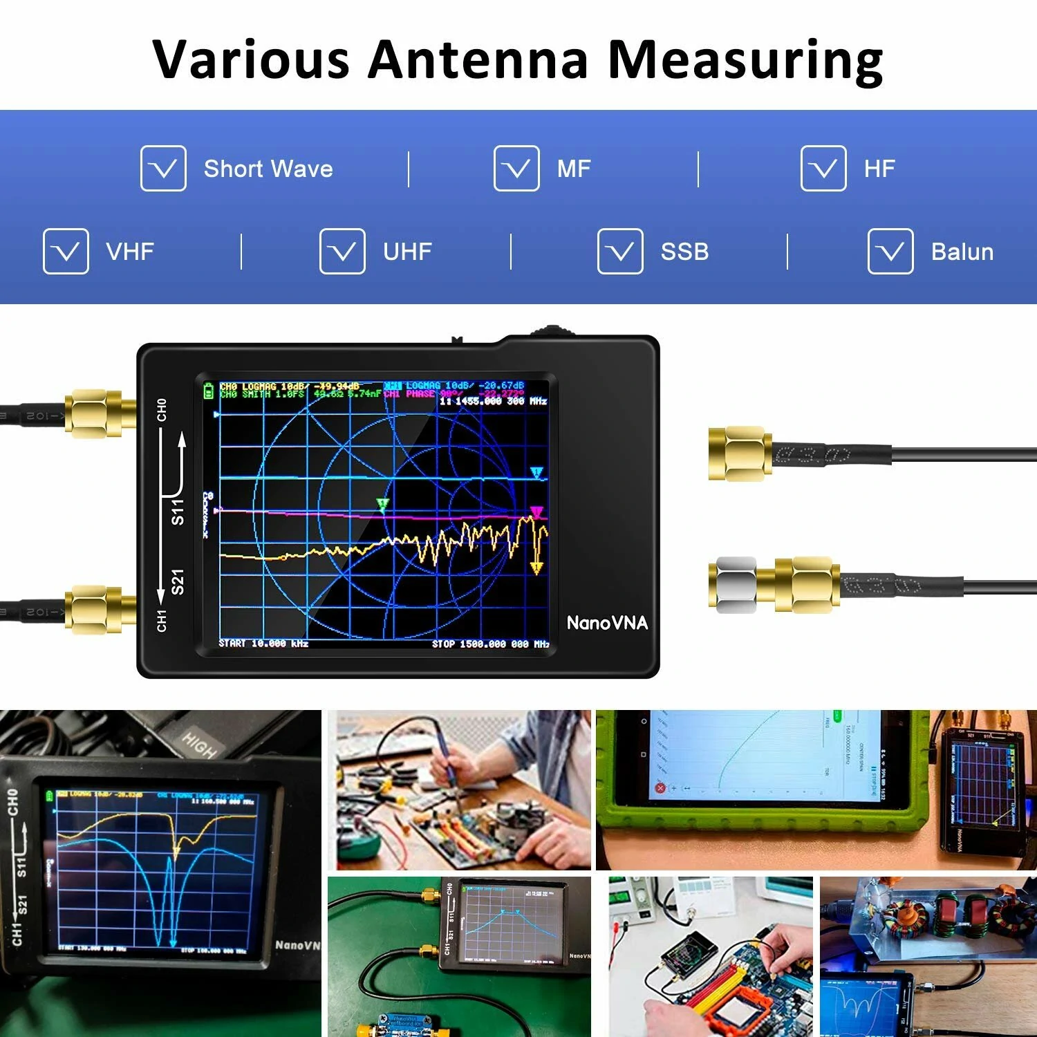 Original Hugen NanoVNA-H V2.8 Inch Antenna Analyzer 10KHz-1.5GHz | MF HF VHF UHF | With SD Card Slot V3.6 - Image 2
