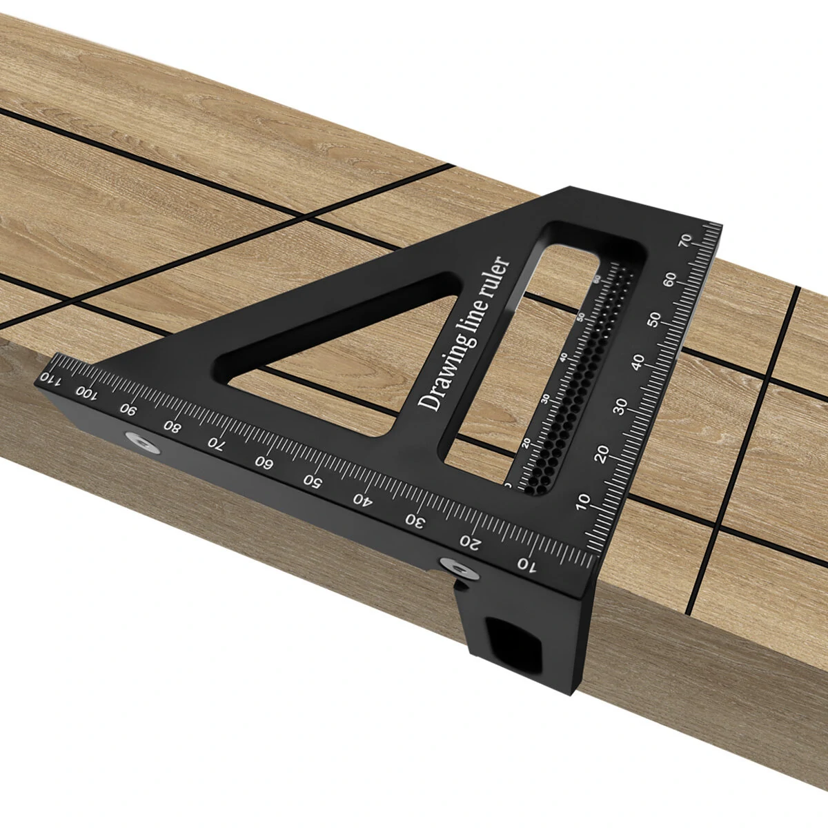 Carpenter Square - Aluminum Miter Triangle Ruler | 45/90 Degree Protractor - Image 2