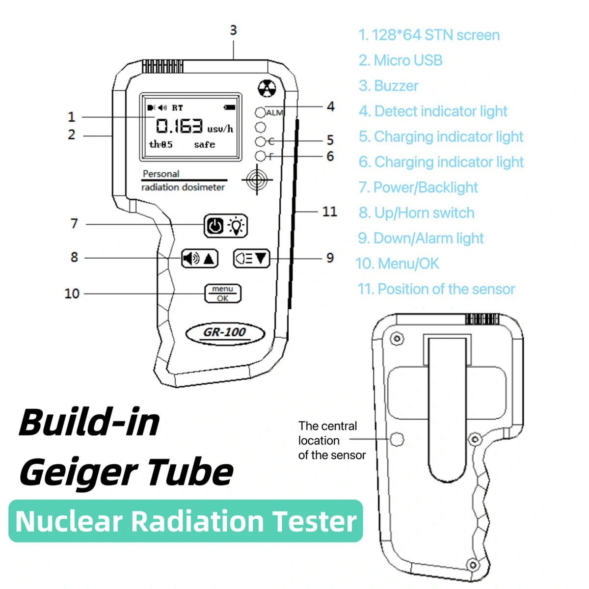 Geiger Counter Nuclear Radiation Detector - Portable Dosimeter for X-ray Gamma Beta - Image 5