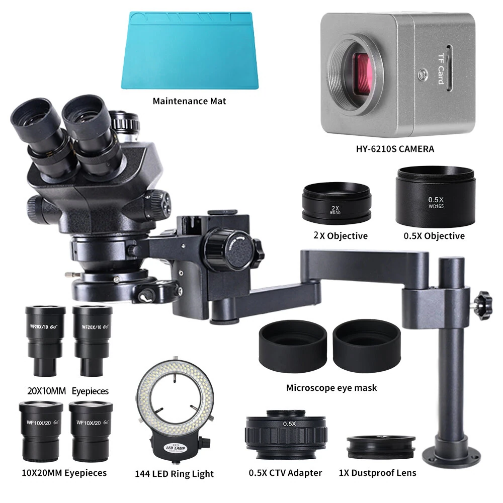 MUSTOOL HY-6210s 4K USB Digital Microscope | 3.5X-200X Magnification Trinocular Stereo | LED Ring Light for PCB Repair - Image 3