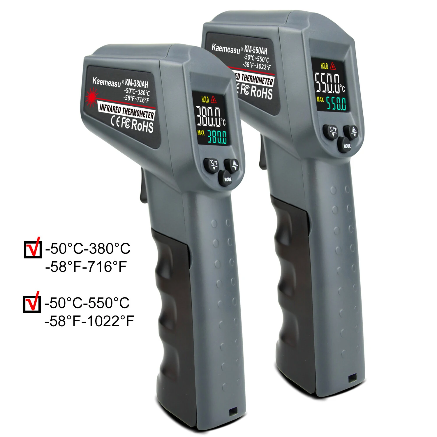 KAEMEASU Infrared Thermometer -50°C to 550°C | Laser Temperature Gun with Color Screen - Image 4