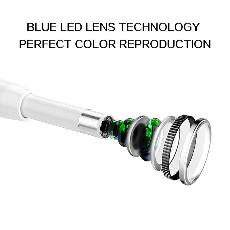 F170B White WiFi Otoscope | Wireless Ear Cleaner & USB Borescope Inspection Camera - Image 4